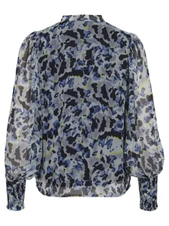 Vila Blusen*VIFALIA TWI TIE NECK L/S TOP/DFS cornstalk