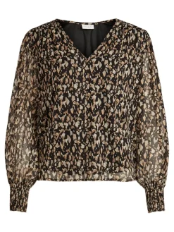 Vila Blusen*VIFALIA V-NECK L/S TOP Black