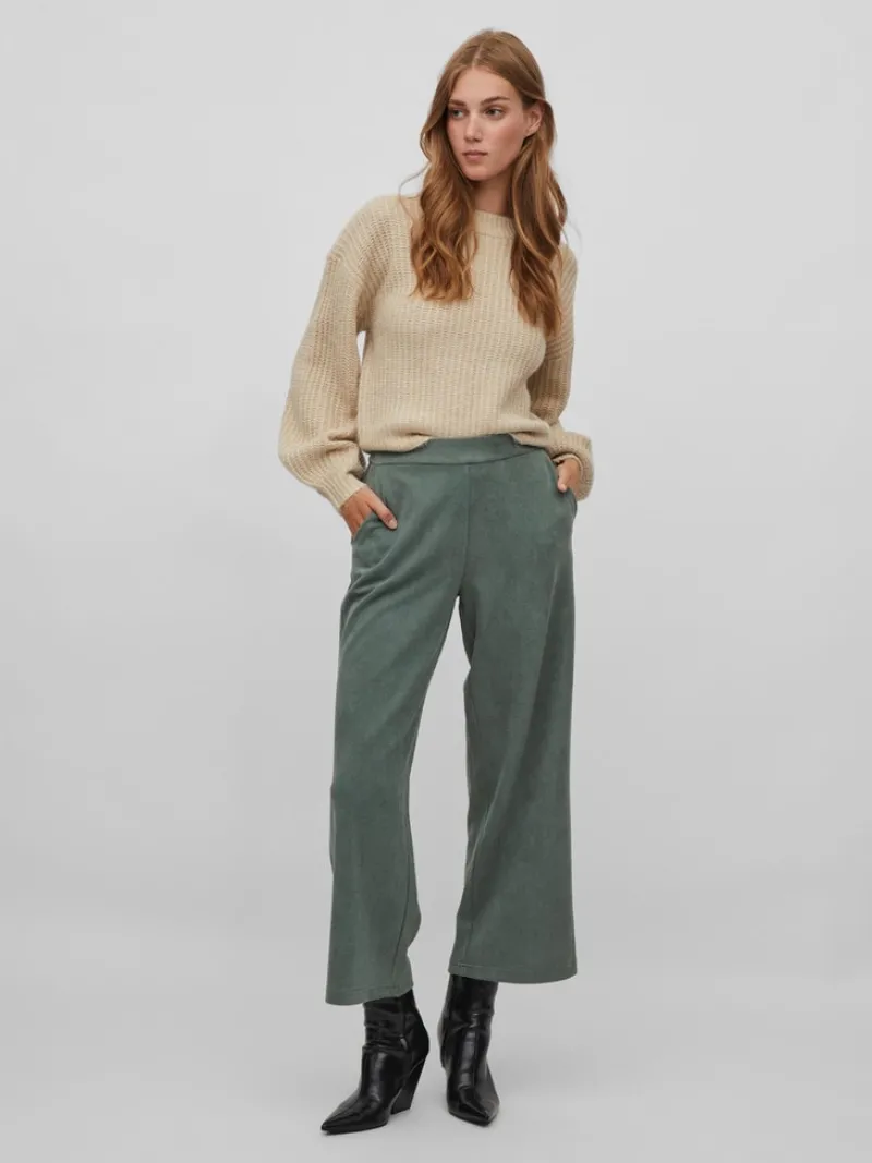 Vila Pullover & Sweatshirts*VIFELO L/S CROPPED KNIT TOP/SU - NOOS natural melange