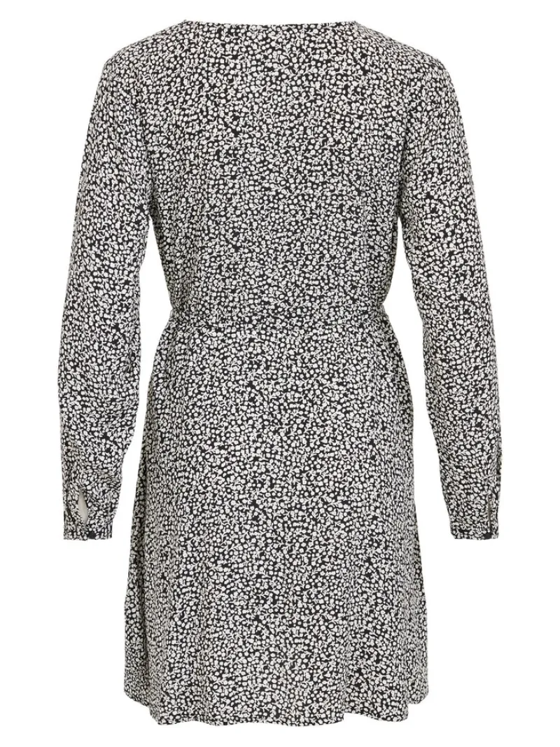 Vila Kleider*VIFINI V-NECK L/S SHORT DRESS/SU - NOOS Black-Lilia