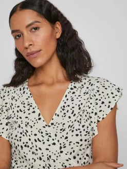 Vila Kleider*VIFINI WRAP S/S SHORT DRESS - NOOS birch