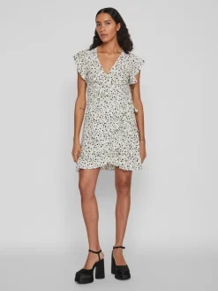 Vila Kleider*VIFINI WRAP S/S SHORT DRESS - NOOS birch