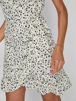Vila Kleider*VIFINI WRAP S/S SHORT DRESS - NOOS birch