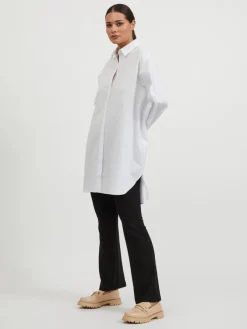 Vila Blusen*VIGIMAS OVERSIZE L/S LONG SHIRT-NOOS optical snow