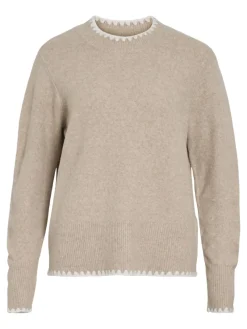 Vila Pullover & Sweatshirts*VIHEFNA STITCH DETAIL KNIT TOP/R/2 natural melange
