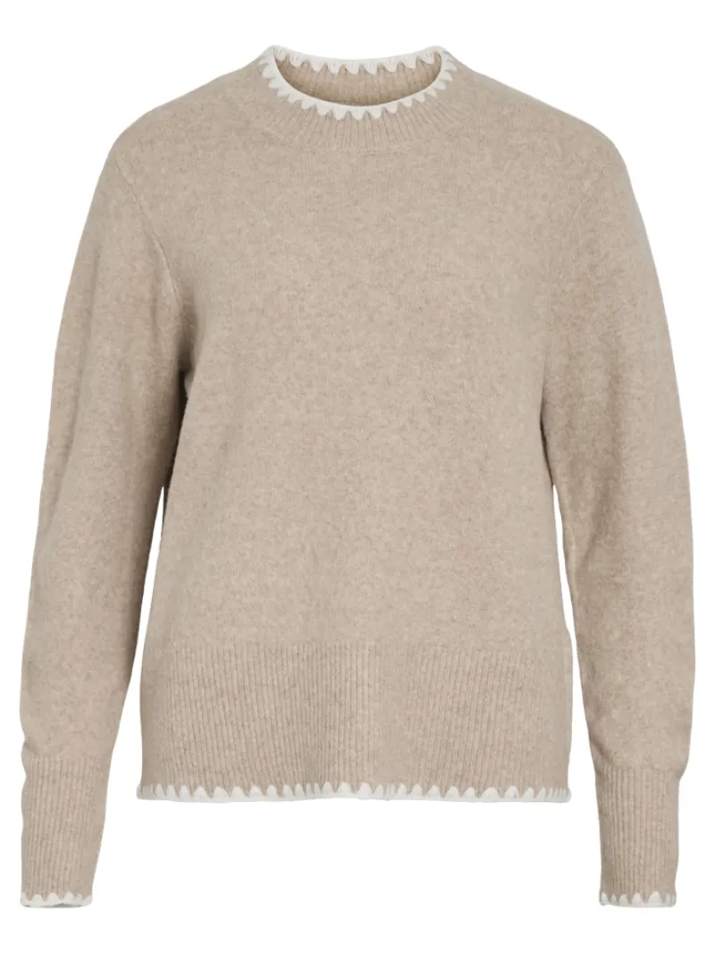 Vila Pullover & Sweatshirts*VIHEFNA STITCH DETAIL KNIT TOP/R/2 natural melange
