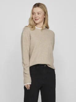 Vila Pullover & Sweatshirts*VIHEFNA STITCH DETAIL KNIT TOP/R/2 natural melange