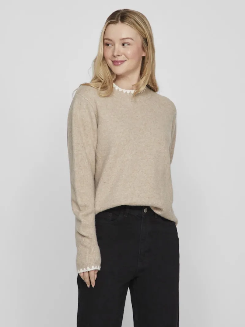 Vila Pullover & Sweatshirts*VIHEFNA STITCH DETAIL KNIT TOP/R/2 natural melange