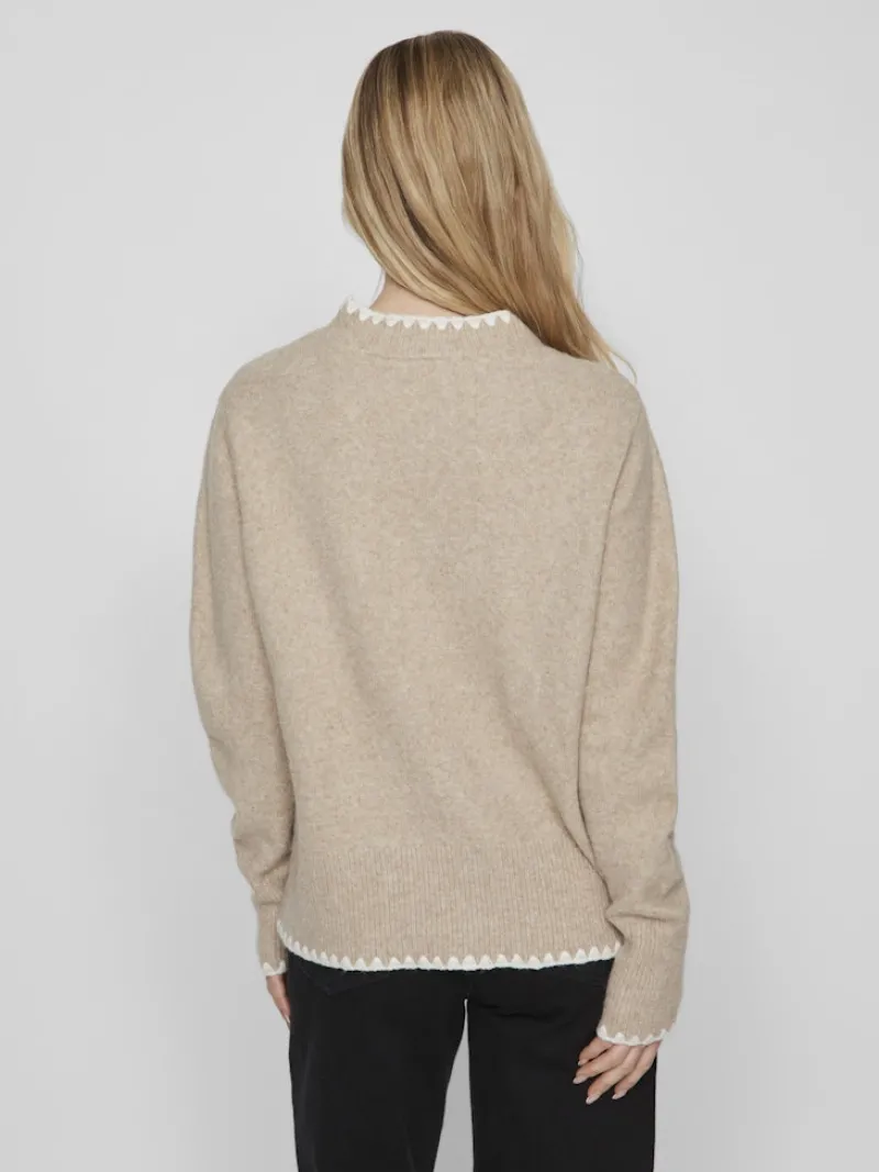 Vila Pullover & Sweatshirts*VIHEFNA STITCH DETAIL KNIT TOP/R/2 natural melange