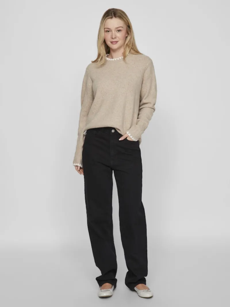 Vila Pullover & Sweatshirts*VIHEFNA STITCH DETAIL KNIT TOP/R/2 natural melange