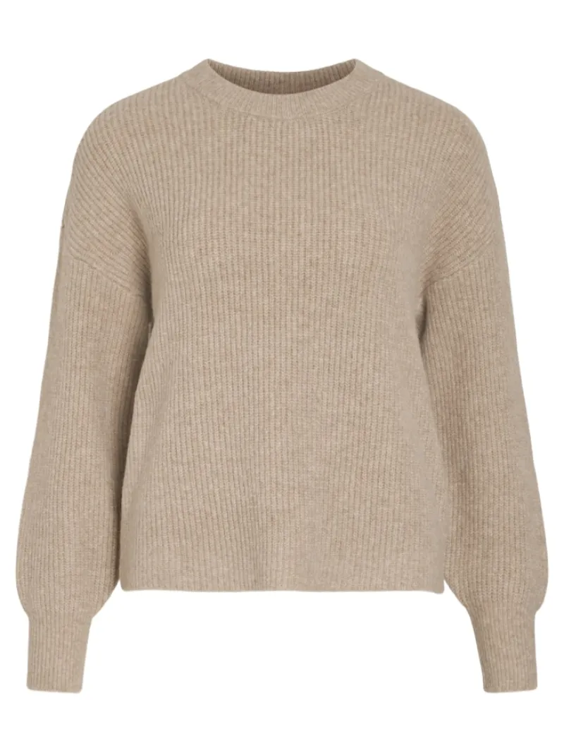 Vila Pullover & Sweatshirts*VIKACHEL O-NECK L/S KNIT TOP/R/1 natural melange