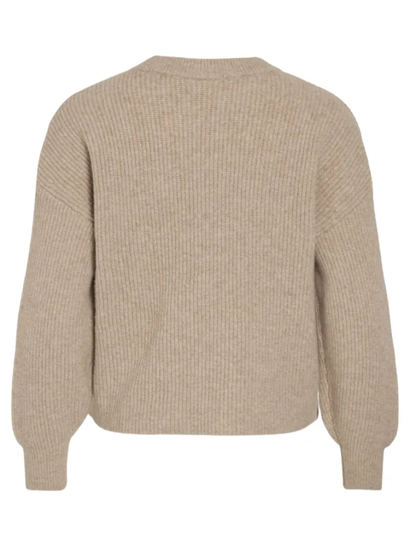 Vila Pullover & Sweatshirts*VIKACHEL O-NECK L/S KNIT TOP/R/1 natural melange