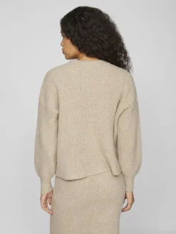 Vila Pullover & Sweatshirts*VIKACHEL O-NECK L/S KNIT TOP/R/1 natural melange