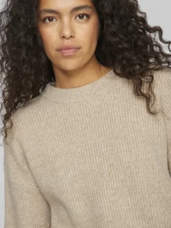 Vila Pullover & Sweatshirts*VIKACHEL O-NECK L/S KNIT TOP/R/1 natural melange