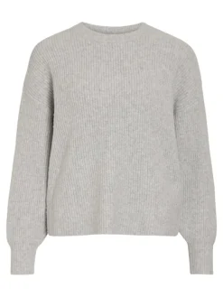 Vila Pullover & Sweatshirts*VIKACHEL O-NECK L/S KNIT TOP/R/1 Light Grey Melange