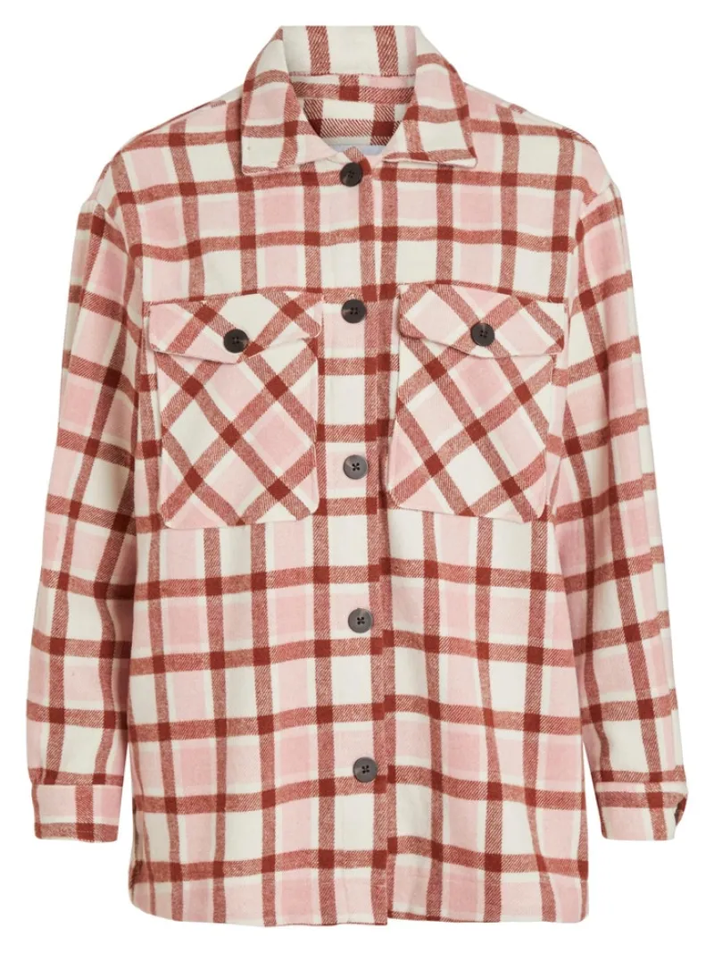 Vila Jacken*VIKIKI L/S SHACKET Cloud Dancer