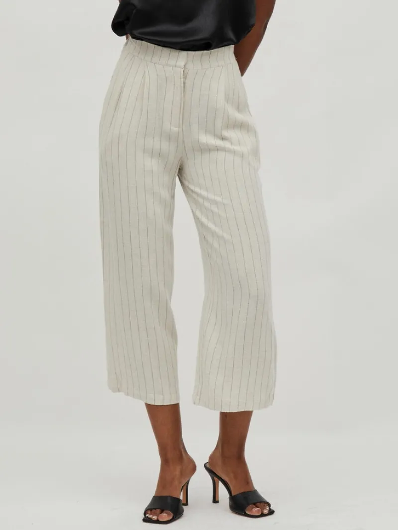 Vila Hosen*VIKULIA HW CROPPED PANTS natural melange