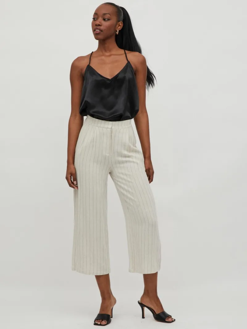 Vila Hosen*VIKULIA HW CROPPED PANTS natural melange