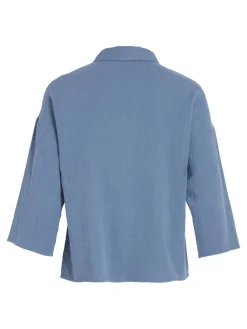 Vila Blusen*NIA BUTTON 3/4 SHIRT - NOOS coronet blue