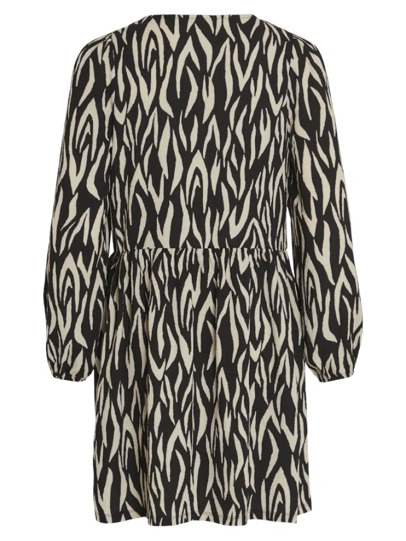 Vila Kleider*YA LULA V-NECK L/S DRESS/SU/LC Black