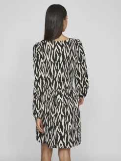 Vila Kleider*YA LULA V-NECK L/S DRESS/SU/LC Black