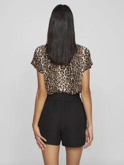 Vila Shirts*YA S/S V-NECK TOP Black