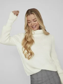 Vila Pullover & Sweatshirts*VILOU NEW ROLLNECK L/S KNIT TOP - NOOS white alyssum