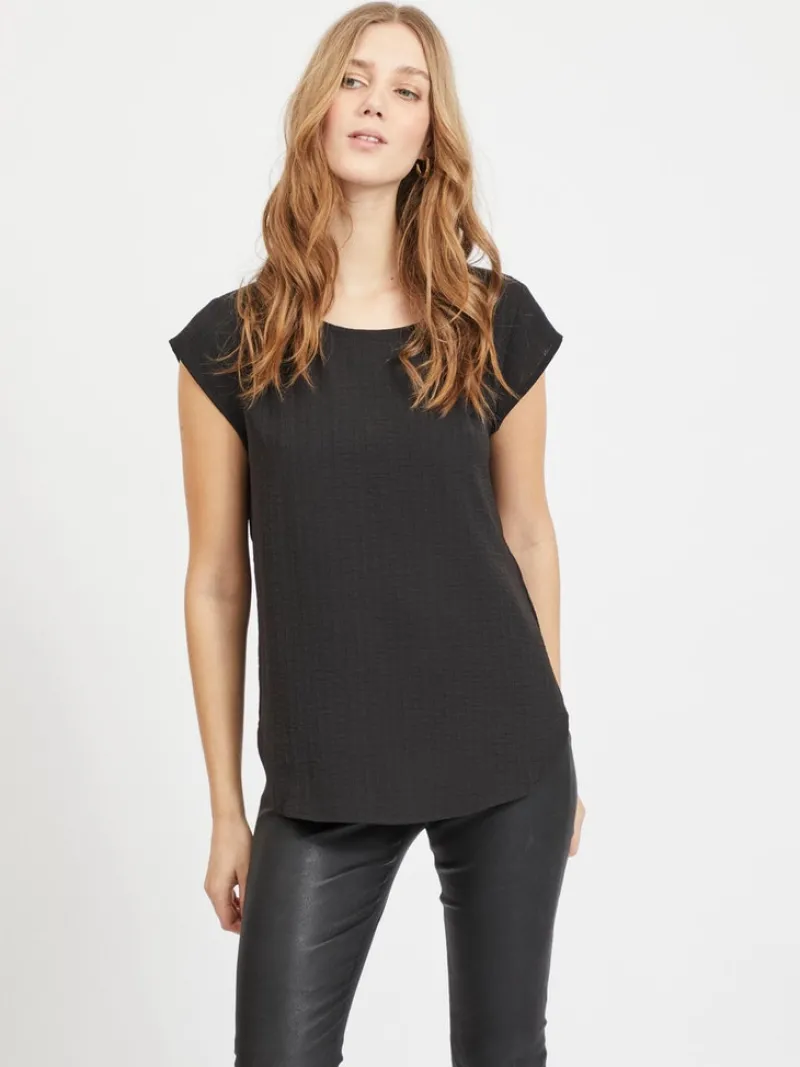Vila Blusen*VILOVIE CAPSLEEVE TOP/SU - NOOS Black