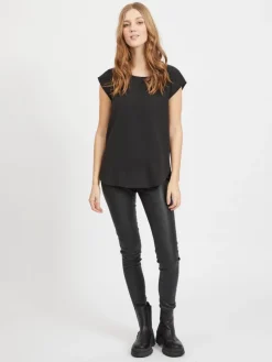 Vila Blusen*VILOVIE CAPSLEEVE TOP/SU - NOOS Black