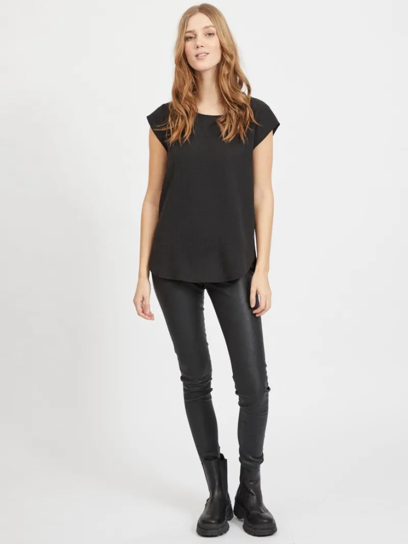 Vila Blusen*VILOVIE CAPSLEEVE TOP/SU - NOOS Black