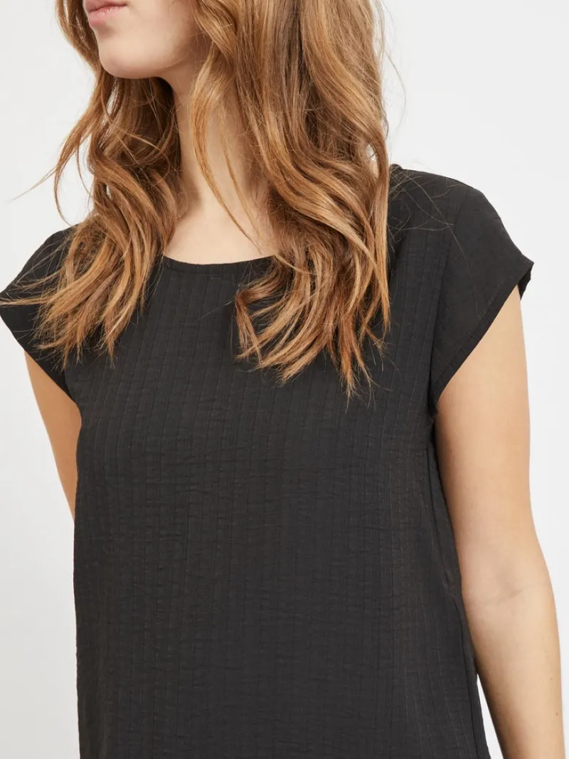 Vila Blusen*VILOVIE CAPSLEEVE TOP/SU - NOOS Black