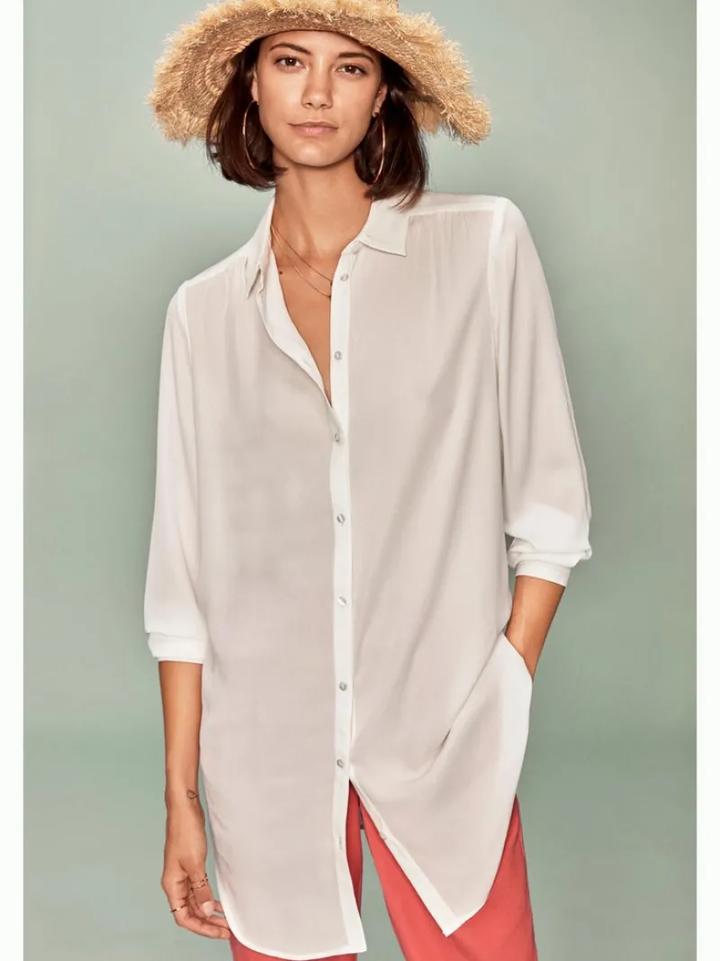 Vila Blusen*VILUCY BUTTON L/S TUNIC - NOOS Snow White