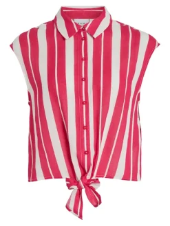 Vila Blusen*VILULLY S/L TIE TOP pink yarrow
