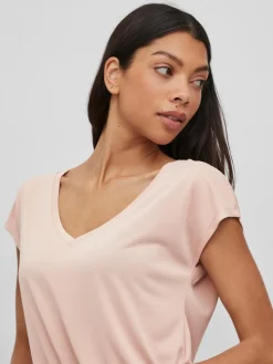 Vila Shirts*VIMODALA V-NECK S/S TOP/SU - NOOS Misty Rose