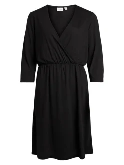 Vila Kleider*VIMOONEY 3/4 WRAP DRESS Black