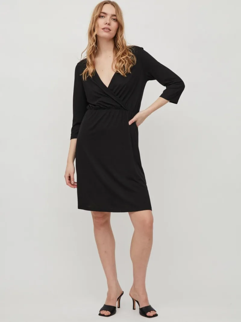 Vila Kleider*VIMOONEY 3/4 WRAP DRESS Black