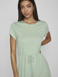 Vila Kleider*VIMOONEY S/S STRING DRESS /1/KA Cameo Green