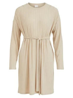 Vila Kleider*VINATHA L/S O-NECK DRESS/SU Cement