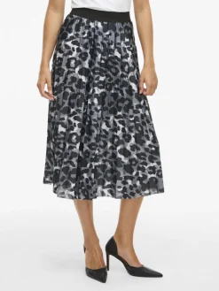 Vila Röcke*VINITBAN PRINT MIDI SKIRT - NOOS Glacier Gray