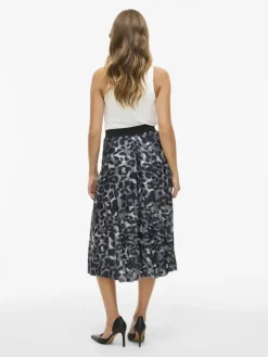 Vila Röcke*VINITBAN PRINT MIDI SKIRT - NOOS Glacier Gray