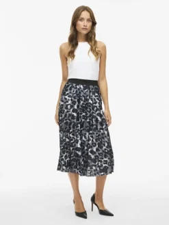 Vila Röcke*VINITBAN PRINT MIDI SKIRT - NOOS Glacier Gray