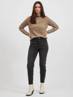 Vila Pullover & Sweatshirts*VIOALY L/S ZIPPER KNIT TOP/SU/PB Portabella