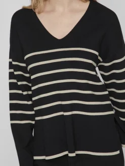Vila Pullover & Sweatshirts*VIOSTRIA V-NECK L/S REV TOP-NOOS black beauty