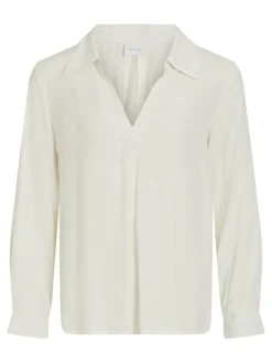 Vila Blusen*VIPALLI L/S TOP/PB whisper white