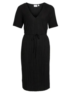 Vila Kleider*VIPLISA V-NECK S/S DRESS/SU/VOL Black