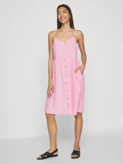 Vila Kleider*VIPRISILLA NEW S/L STRAP KNEE DRESS begonia pink