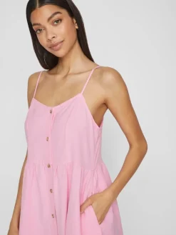 Vila Kleider*VIPRISILLA NEW S/L STRAP KNEE DRESS begonia pink
