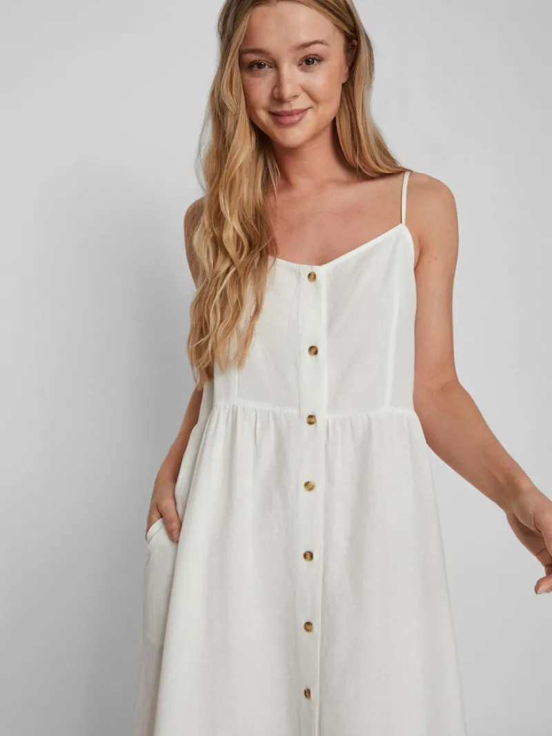 Vila Kleider*VIPRISILLA NEW S/L STRAP KNEE DRESS Snow White