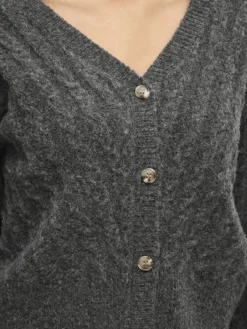 Vila Pullover & Sweatshirts*VIRELLI V-NECK L/S CABLE KNIT CARDI/BFS Dark Grey Melange
