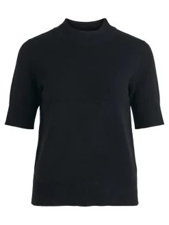 Vila Pullover & Sweatshirts*VIRIL CREW NECK 2/4 KNIT TOP - NOOS Black